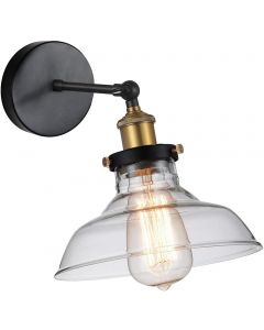 FAVOURITE Cascabel Industrial Metal Wall Light with Adjustable Glass Shade, Black Bronze