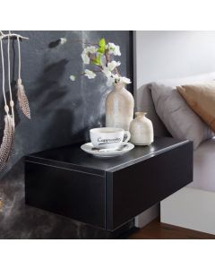 Wohnling Bedside Wall Mounting 1 Drawer, Black 46 x 15 x 30 cm 