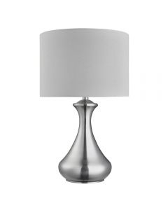 Milo Lighting Touch Table Lamp Satin Silver Finish with White Shade 