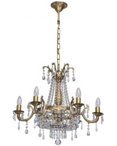 Chiaro 8 Light Crystal Chandelier in French Style Authentic Brass, Gold D64 cm 
