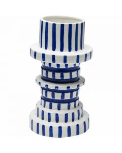 Kare Design Mediterranean Cascaded Gear Table Vase Stoneware, Blue White
