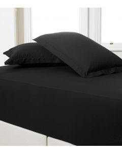 Luxurious Percale Bedlinen TC-180 Fitted Sheet 6ft Super King Black