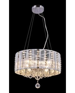 Globo Lighting Walla 4 Light Ceiling Pendant with Crystals, Metal Chrome H130 x D40cm