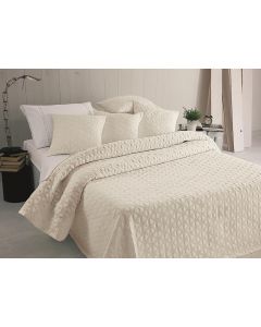 Moda de Casa Hearts Soft Quilted Bedspread Beige Champagne 240 x 260 cm