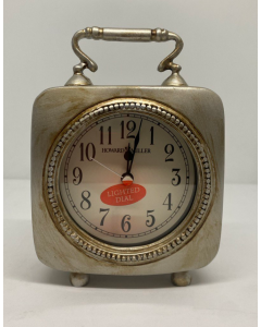 Howard Miller Kegan Table Clock Antique-Pewter Finish Dial Light with Quartz Movement 