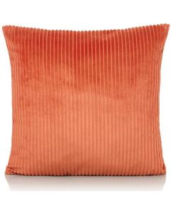 House Additions Soft Chenille Stripe Jumbo Cord Ribbed Cushion Cover, Orange 45 x 45cm