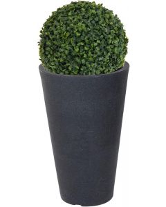 URBNLIVING Outdoor Garden Grey Plant Pot With Artificial Boxwood Grass Dome Ball