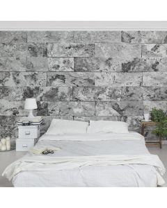 Bilderwelten Non-woven Wallpaper 3D Natural Marble Grey Stone Textured Matte 240 x 240cm