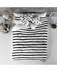 Blanc Stripes Duvet Cover, Stripped Black White Super King 6FT 260cm x 220cm