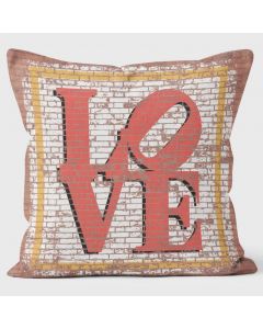 We Love Cushions LOVE Pop Art Cushion Cover Beige Red White 45cm x 45cm
