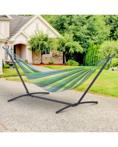 Outsunny Outdoor Garden Adjustable Hammock Stand, Metal Black 280L x 120W x 110H cm