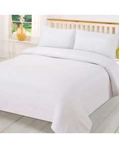 Brentfords Plain Dye Duvet Quilt Cover with Pillow Case Bedding Set White, Single 
