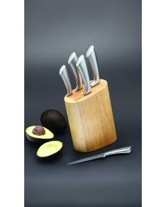 MasterClass KitchenCraft 5-Piece Knife Stainless Steel Wooden Knife Block