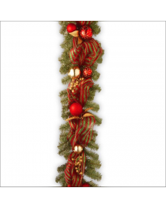 National Tree Co. Decorative Red and Green Christmas Garland, 6ft - 182cm