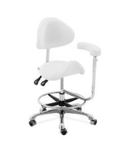 PHYSA Saddle Office Chair White with Armrest Height-Adjustable 