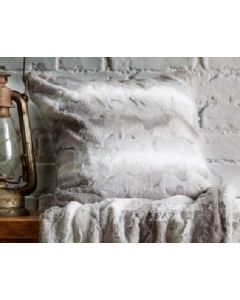 Behrens Faux Fur Arctic Wolf Velvet Cushion Cover, Grey White Silver 45cm x 45cm