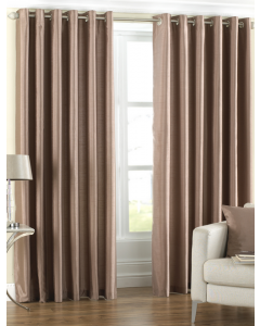 Riva HOme Fiji Fully Lined One Pair Curtains Latte Brown Faux Silk Fabric Polyester 229cm W x 183cm Drop