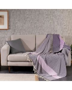 Cotton & Olive Caria Throw Blanket Hand-Loomed Purple Lavender 140 x 175 cm
