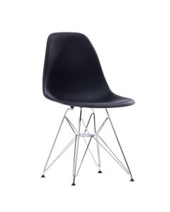 Porthos Home Midcentury Modern Eames Style Dining Room Chair with Chrome Finish Legs, Black