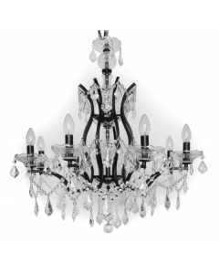 Kaheku Copola 8-Light Crystal Ceiling Pendant Chandelier, Black and Clear 