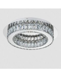 Rosdorf Park Marian Silver Crystal Glass 1 Light LED Flush Ceiling Mount 9.5cm H x 38cm W x 38cm D