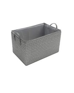 topfurnishing Set of 2 Fabric Cupboard Storage Basket with Handle, Dark Grey 30 x 17 x 19cm