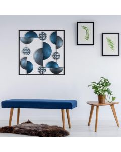 OJOS Abstract Geometric Decorative Metal Wall Décor 55cm Blue