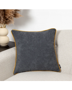 House Additions Cushion Cover Grey with Piped Edge Yellow 45cm 