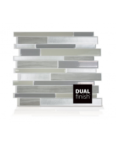 Smart Tiles Set of 3 PANELS Milano 24.46cm x 29.36cm Adhesive Gel Peel & Stick Mosaic Tile Grey