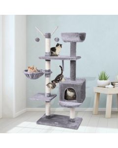 MC Star Pet Cat Tree Play Climbing Tower Scratching Post Light Grey 130cm H 