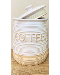 Sil Interiors Coffee Canister Storage Jar Natural Design Stoneware Beige  