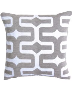 EHC Chenille Moroccan Design Cushion Cover, Grey and White 45cm