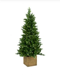 National Tree Co. Norfolk Pre Lit LED Artificial Christmas Tree in Wooden Box Base 4.5 FT