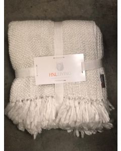 HNL Living, Plaid Dinant Throw, Off-White, 100% Polyester, 150 x 220cm