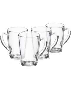 Premier Housewares Set of 4 Clear Tall Glass Mugs 400ml   