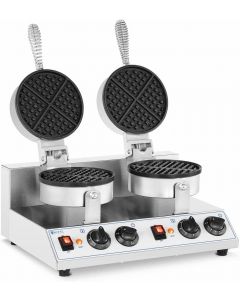 Royal Catering Double Waffle Maker Round Iron 2600W 50-300 °C