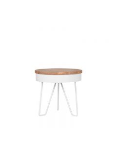 Label51 Coffee Table Saran Round White Natural 44 cm