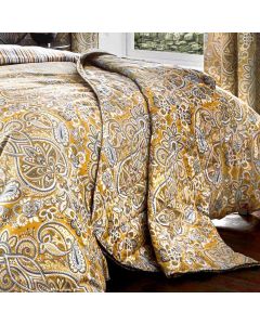 Dreams & Drapes Maduri Paisley Quilted Bedspread 229cm x 195cm Yellow Grey