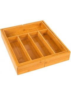 Giggi Bamboo Extendable Cutlery Tray Organise for Drawer 5-7 Compartment