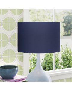 House Additions Cotton Drum Lamp Shade 16cmH x 20cmD, Navy Blue