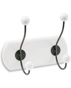 Versa Wall Hanger with 2 Hooks White and Black 26L x 19W x 12Hcm