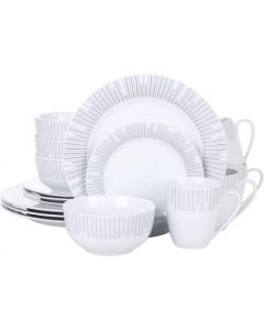VEWEET Frame 16 Piece Dinnerware Set Porcelain White Service for 4 
