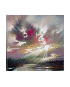 Loch Light II Painting on Wrapped Wall Canvas Pink White Purple 46cm x 46cm