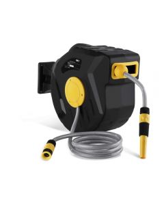 MSW Retractable Watering Hose Reel Wall Mounted 20m Black and Yellow 
