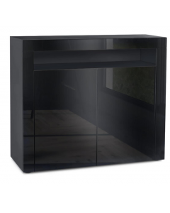 Vladon Sideboard with 2 Doors and 1 Shelf Compartment Gloss Black