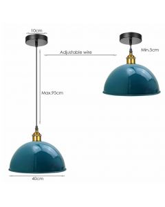 Ledsone Modern Gloss Royal Blue Metal Dome Ceiling Light Pendant Shade 17 H x 40 W x 114cm Max H
