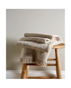 Christy Lace Throw in Linen Acrylic Polyester with Fringe Detail Super Soft Knitted 220x200cm Beige