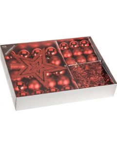 Home & Styling 33-Piece Plastic Christmas Baubles Set Red
