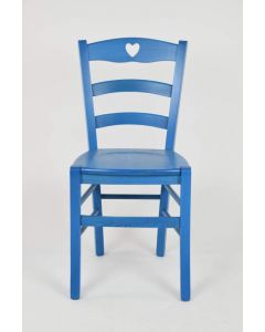Tommychairs Chair Heart Structure and Seat in Beech Wood Blue