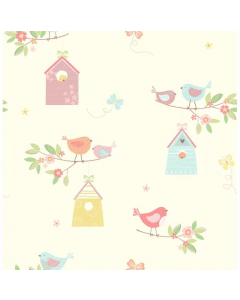 Hazelwood Home You Are My Sunshine Birdhouses Floral Roll Wallpaper 10.05m x 52cm